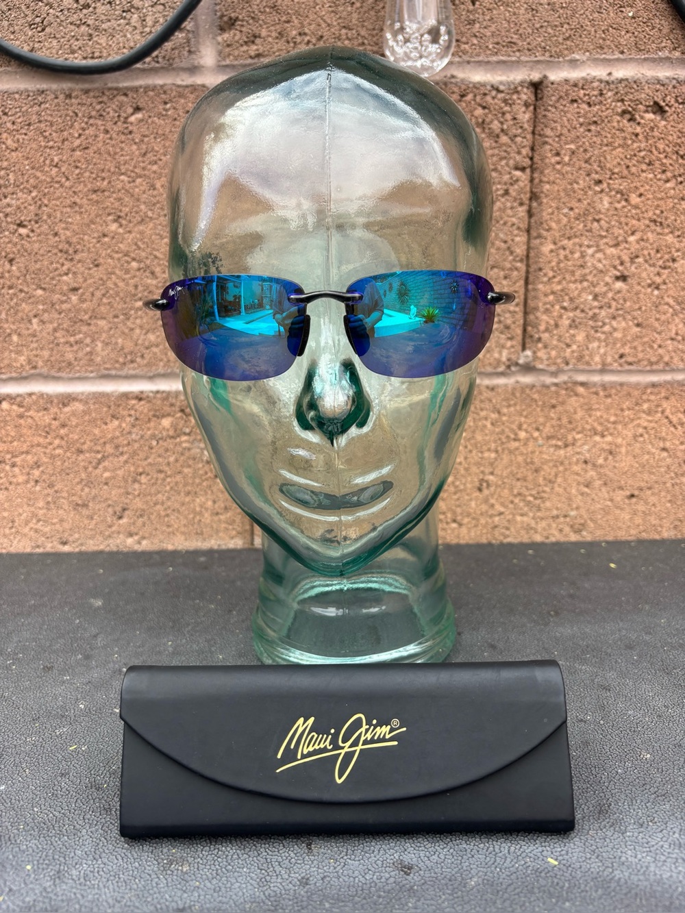 Maui Jim Ho'okipa Polarized Sunglasses Blue Hawaii Lens Smoke Grey Rimless Sport